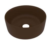 vidaXL Lavabo de lujo redondo cerámica marrón oscuro mate 40x15 cm