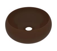 vidaXL Lavabo de lujo redondo cerámica marrón oscuro mate 40x15 cm