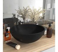 Vidaxl lavabo de lujo redondo cerámica negro mate 32,5x14 cm