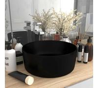 vidaXL Lavabo de lujo redondo cerámica negro mate 40x15 cm