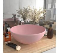 vidaXL Lavabo de lujo redondo cerámica rosa mate 32,5x14 cm