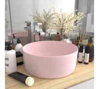 vidaXL Lavabo de lujo redondo cerámica rosa mate 40x15 cm