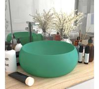vidaXL Lavabo de lujo redondo cerámica verde claro mate 40x15 cm