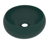 vidaXL Lavabo de lujo redondo cerámica verde oscuro mate 40x15 cm