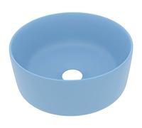 vidaXL Lavabo de Lujo Redondo Tocador Montado Encima Piedra Vasija Aseo Indoro Cocina Garaje Fácil de Limpiar Cerámica Azul Claro Mate 40x15 cm