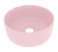 vidaXL Lavabo de Lujo Redondo Tocador Montado Encima Piedra Vasija Aseo Indoro Cocina Garaje Fácil de Limpiar Cerámica Rosa Mate 40x15 cm