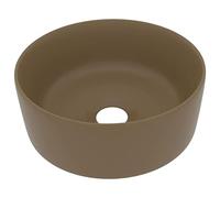 vidaXL Lavabo de Lujo Redondo Tocador Montado Encima Piedra Vasija Aseo Indoro Cocina Garaje Fácil de Limpiar Cerámica Crema Mate 40x15 cm