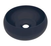 vidaXL Lavabo de Lujo Redondo Tocador Montado Encima Piedra Vasija Aseo Indoro Cocina Garaje Fácil de Limpiar Cerámica Azul Oscuro Mate 40x15 cm