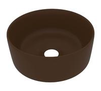vidaXL Lavabo de Lujo Redondo Tocador Montado Encima Piedra Vasija Aseo Indoro Cocina Garaje Fácil de Limpiar Cerámica Marrón Oscuro Mate 40x15 cm