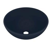 vidaXL Lavabo de lujo redondo, cerámica azul oscuro mate, 32,5x14 cm