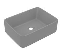 vidaXL Lavabo de Lujo Tocador Montado Encima Piedra Vasija Cuarto de Baño Aseo Indoro Garaje Fácil de Limpiar Cerámica Gris Claro Mate