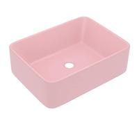 vidaXL Lavabo de Lujo Tocador Montado Encima Piedra Vasija Cuarto de Baño Aseo Indoro Garaje Fácil de Limpiar de Cerámica Rosa Mate