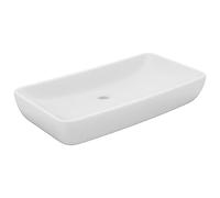 vidaXL Lavabo de lujo montado encima, piedra cerámica rectangular, fácil de limpiar, blanco mate