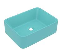 vidaXL Lavabo de Lujo Tocador Montado Encima Piedra Vasija Cuarto de Baño Aseo Indoro Garaje Fácil de Limpiar Cerámica Verde Claro Mate