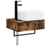 vidaXL Lavabo de pared, roble ahumado, 50 x 41 x 39 cm