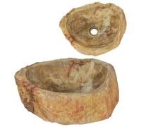 vidaXL Lavabo de piedra fósil color crema 45x35x15 cm