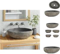vidaXL Lavabo de piedra natural ovalado, 29-38 cm - Lavabo para baño