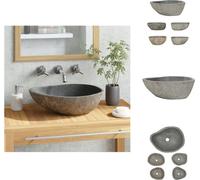 vidaXL Lavabo de piedra natural ovalado, 37-46 cm - Lavabo para baño