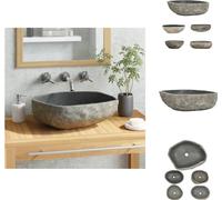vidaXL Lavabo de piedra natural ovalado, 45-53 cm - Lavabo para baño