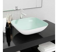 vidaXL Lavabo de vidrio blanco 42x42x14 cm