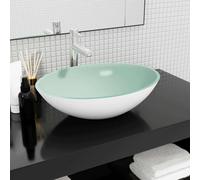 vidaXL Lavabo de vidrio blanco 50x37x14 cm