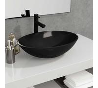 vidaXL Lavabo de vidrio negro 50x37x14 cm