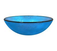 vidaXL Lavabo redondo sobre encimera, vidrio templado azul