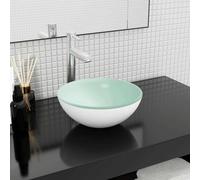 vidaXL Lavabo de vidrio templado blanco 30x12 cm