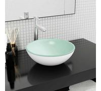 vidaXL Lavabo de vidrio templado blanco 35x12 cm