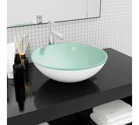 vidaXL Lavabo de vidrio templado blanco 42x14 cm
