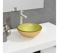 vidaXL Lavabo de vidrio templado dorado 30x12 cm