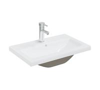 vidaXL Lavabo empotrado con grifo cerámica blanca 61x39x18 cm