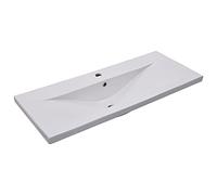 vidaXL Lavabo Encastrado Cerámica Decoración Baño Casa Interior Hogar Accesorios Fontanería Diseño Moderno Elegante Funcional Blanco 101x39.5x18.5cm