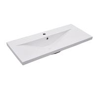 vidaXL Lavabo encastrado cerámica - Diseño moderno, elegante y funcional - Blanco 91x39.5x18.5 cm