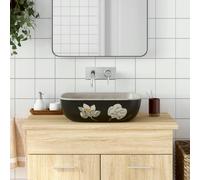 vidaXL Lavabo encimera rectangular cerámica gris negro 48x37,5x13,5 cm