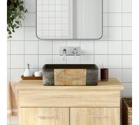 vidaXL Lavabo de encimera rectangular cerámica 46x35,5x13 cm - Colores blanco, negro, gris y azul