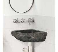 vidaXL Lavabo Piedra del Río – Gris, 30-37×30-37×12 cm, Piedra rústica, Compacto