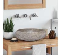 vidaXL Lavabo Ø40x12 cm Mármol piedra natural para baño, colores: gris, crema, negro