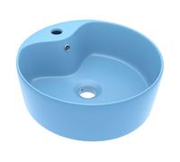 vidaXL Lavabo Lujo con rebosadero, cerámica azul claro mate 36x13 cm