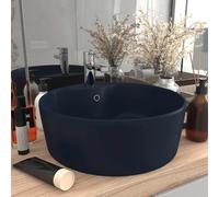 vidaXL Lavabo lujo con rebosadero cerámica azul oscuro mate 36x13 cm
