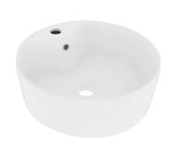 Vidaxl lavabo lujo con rebosadero cerámica blanco mate 36x13 cm