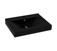 vidaXL Lavabo lujoso con agujero de grifo cerámica negro mate 60x46 cm