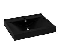 vidaXL Lavabo lujoso con agujero de grifo cerámica negro mate 60x46 cm
