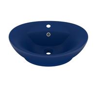 Vidaxl lavabo lujoso con rebosadero cerámica azul oscuro 58,5x39cm