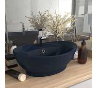 Vidaxl lavabo lujoso con rebosadero cerámica azul oscuro 58,5x39cm