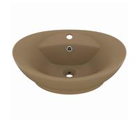Vidaxl lavabo lujoso con rebosadero cerámica crema mate 58,5x39 cm