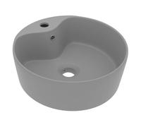 vidaXL Lavabo lujoso con rebosadero cerámica gris claro mate 36x13 cm