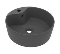 Vidaxl lavabo lujoso con rebosadero cerámica gris oscuro mate 36x13 cm