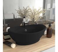 Vidaxl lavabo lujoso con rebosadero cerámica negro mate 58,5x39 cm