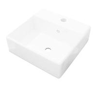 vidaXL Lavabo lujoso cuadrado Cerámica con orificio de grifo y desbordamiento 41x41 cm Blanco